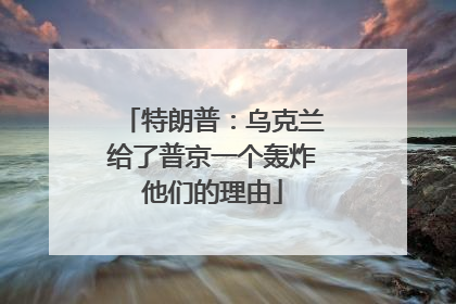 特朗普：乌克兰给了普京一个轰炸他们的理由