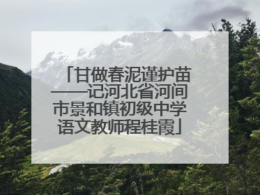 甘做春泥谨护苗——记河北省河间市景和镇初级中学语文教师程桂霞