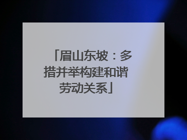 眉山东坡：多措并举构建和谐劳动关系