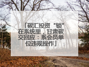 碳汇投资“锁”在系统里，甘肃碳交回应：系会员单位违规操作