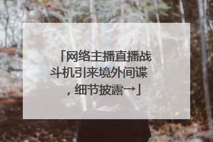 网络主播直播战斗机引来境外间谍，细节披露→