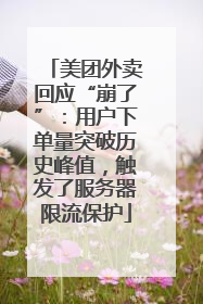 美团外卖回应“崩了”：用户下单量突破历史峰值，触发了服务器限流保护