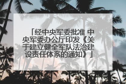 经中央军委批准 中央军委办公厅印发《关于建立健全军队法治建设责任体系的通知》