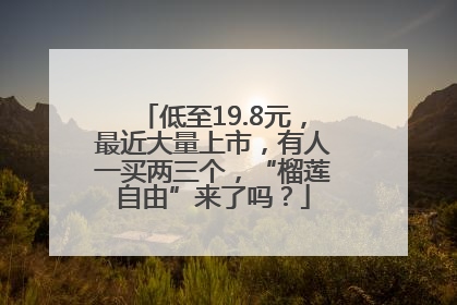 低至19.8元，最近大量上市，有人一买两三个，“榴莲自由”来了吗？