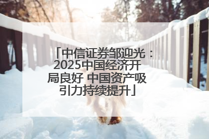 中信证券邹迎光：2025中国经济开局良好 中国资产吸引力持续提升