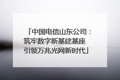 中国电信山东公司：筑牢数字新基建基座 引领万兆光网新时代
