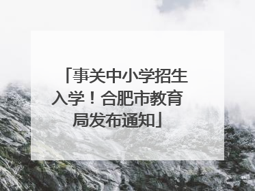事关中小学招生入学！合肥市教育局发布通知