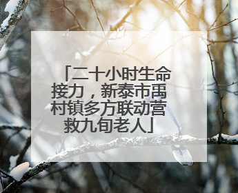 二十小时生命接力，新泰市禹村镇多方联动营救九旬老人