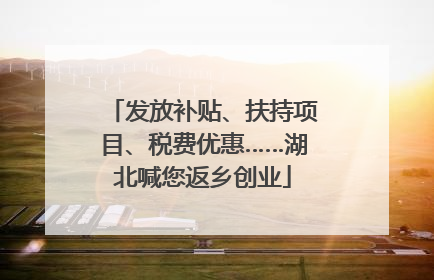 发放补贴、扶持项目、税费优惠……湖北喊您返乡创业