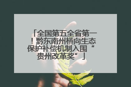 全国第五全省第一！黔东南州横向生态保护补偿机制入围“贵州改革奖”