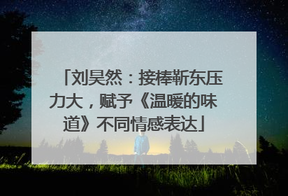 刘昊然：接棒靳东压力大，赋予《温暖的味道》不同情感表达