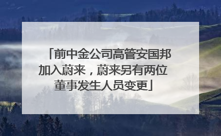 前中金公司高管安国邦加入蔚来，蔚来另有两位董事发生人员变更