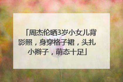 周杰伦晒3岁小女儿背影照，身穿格子裙，头扎小辫子，萌态十足
