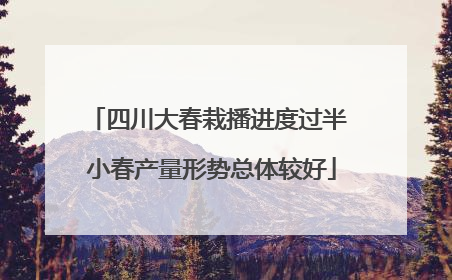 四川大春栽播进度过半 小春产量形势总体较好