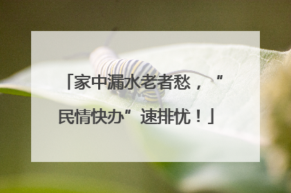 家中漏水老者愁，“民情快办”速排忧！