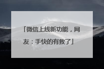 微信上线新功能，网友：手快的有救了