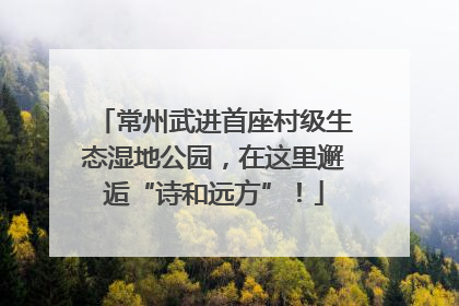 常州武进首座村级生态湿地公园，在这里邂逅“诗和远方”！
