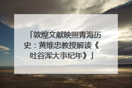 敦煌文献映照青海历史：黄维忠教授解读《吐谷浑大事纪年》
