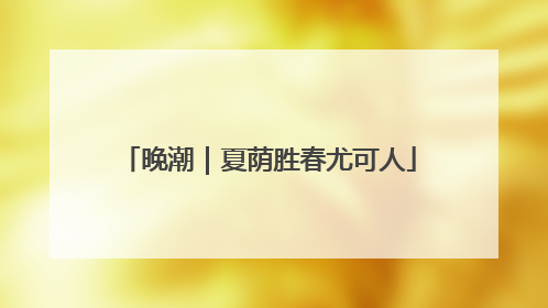 晚潮｜夏荫胜春尤可人