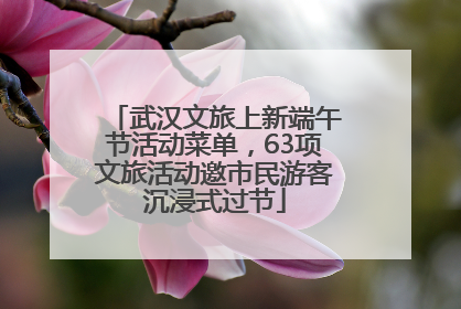 武汉文旅上新端午节活动菜单，63项文旅活动邀市民游客沉浸式过节