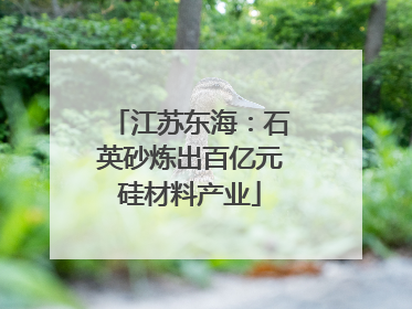 江苏东海：石英砂炼出百亿元硅材料产业