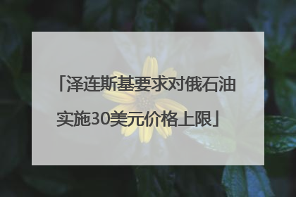 泽连斯基要求对俄石油实施30美元价格上限