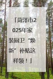 菏泽市2025年家装厨卫“焕新”补贴这样领！