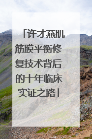 许才燕肌筋膜平衡修复技术背后的十年临床实证之路
