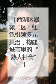 西湖区翠苑一区：红色引领多元共治，构建城市里的“熟人社会”