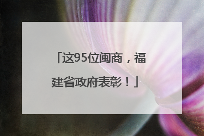 这95位闽商，福建省政府表彰！