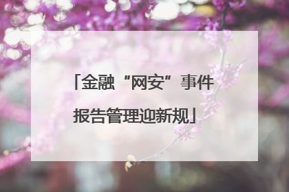 金融“网安”事件报告管理迎新规