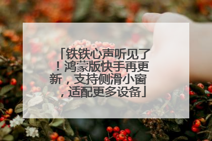 铁铁心声听见了！鸿蒙版快手再更新，支持侧滑小窗，适配更多设备
