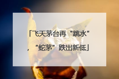 飞天茅台再“跳水”，“蛇茅”跌出新低
