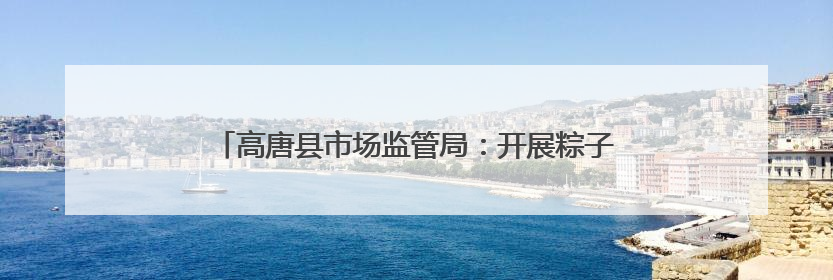 高唐县市场监管局：开展粽子专项检查 筑牢食品安全防线