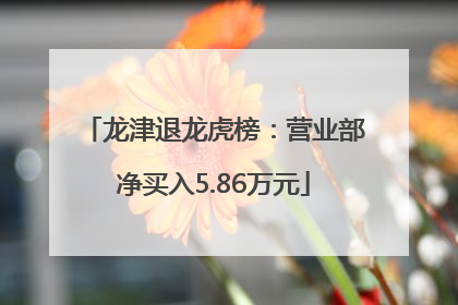 龙津退龙虎榜：营业部净买入5.86万元