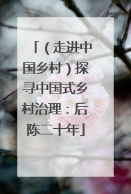 （走进中国乡村）探寻中国式乡村治理：后陈二十年