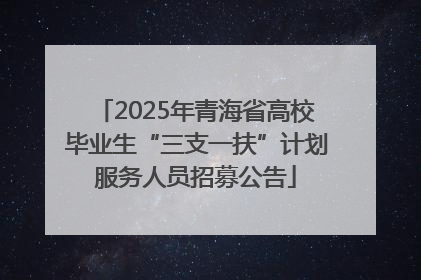 2025年青海省高校毕业生“三支一扶”计划服务人员招募公告