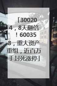 300204，8天翻倍！600358，重大资产重组，近百万手封死涨停